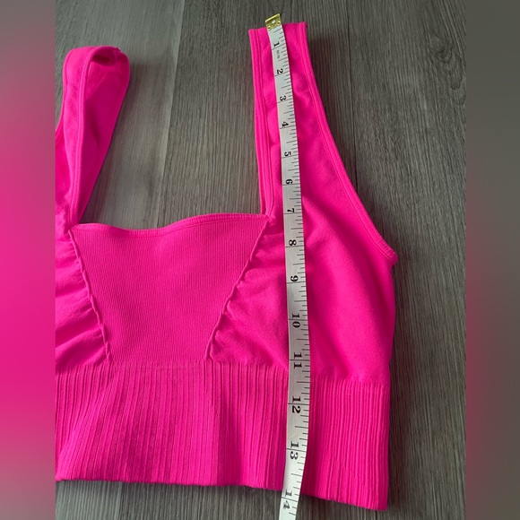 Free People Hot Pink Good Karma Square neck Sports Bra ~ Size M/L - Picture 4 of 5
